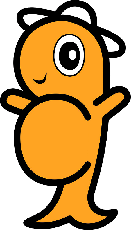 白色のハットを被ったオレンジ色の 「のんちゃん」のイラスト