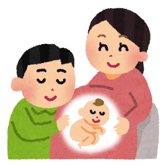 女性のお腹の中の赤ちゃんをイメージしているイラスト