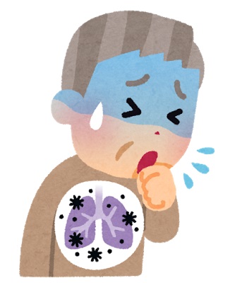 苦しそうに咳をしている男性のイラスト