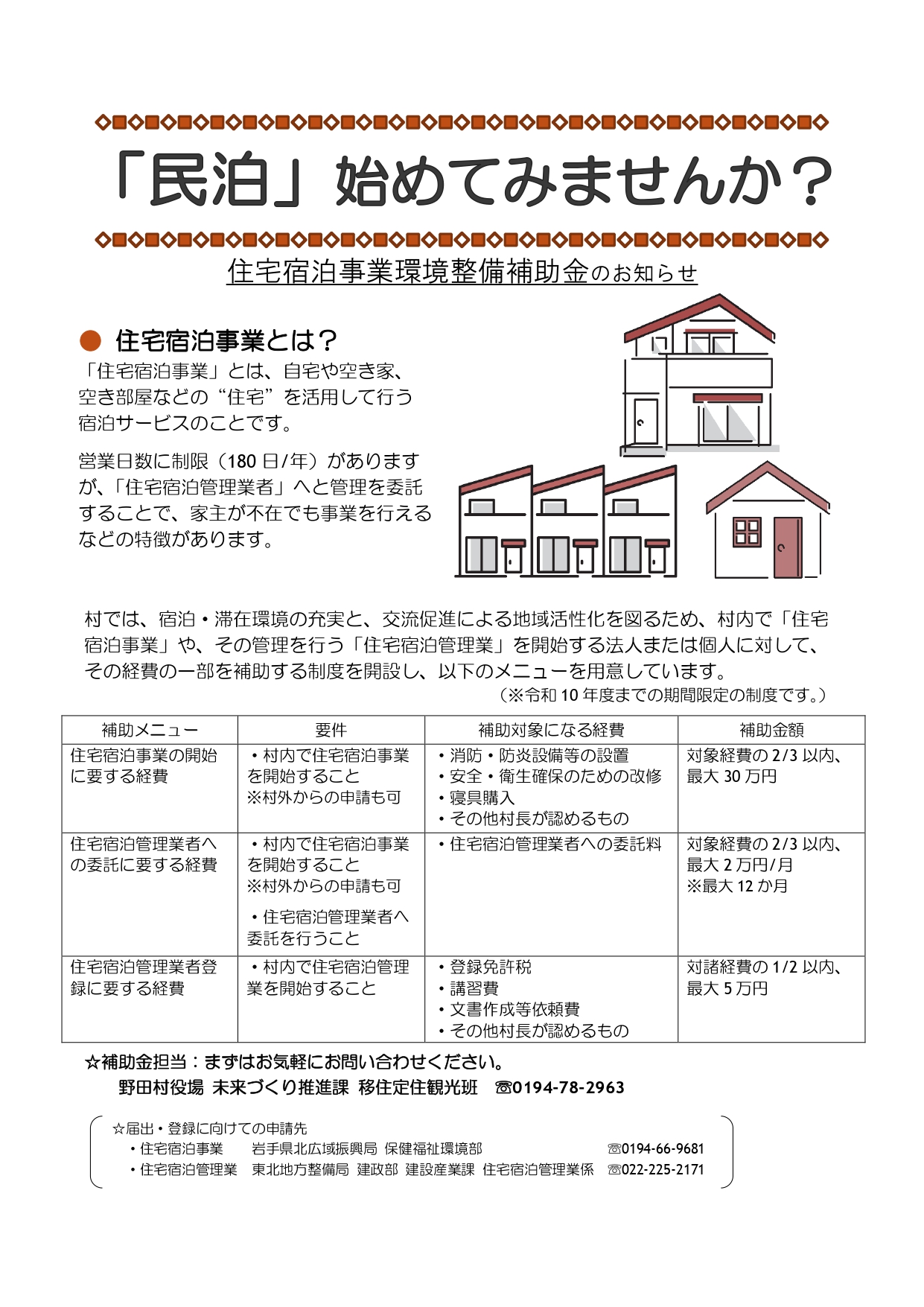 住宅宿泊事業環境整備補助金_制度紹介チラシ