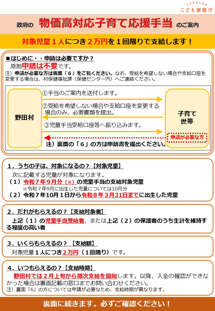 物価高対応子育て応援手当リーフレット1